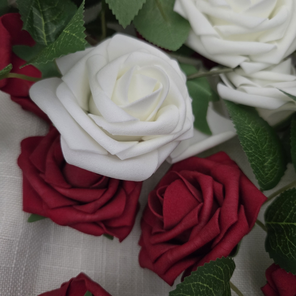 73 Artificial Foam Red and White Rose